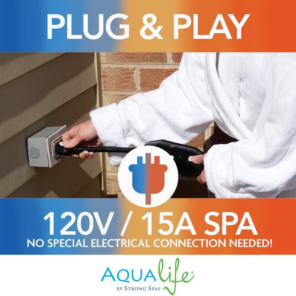 Current 3-4 Person Plug and Play Spa with Stainless Steel Heater and Jets by Aqualife by Strong Spas