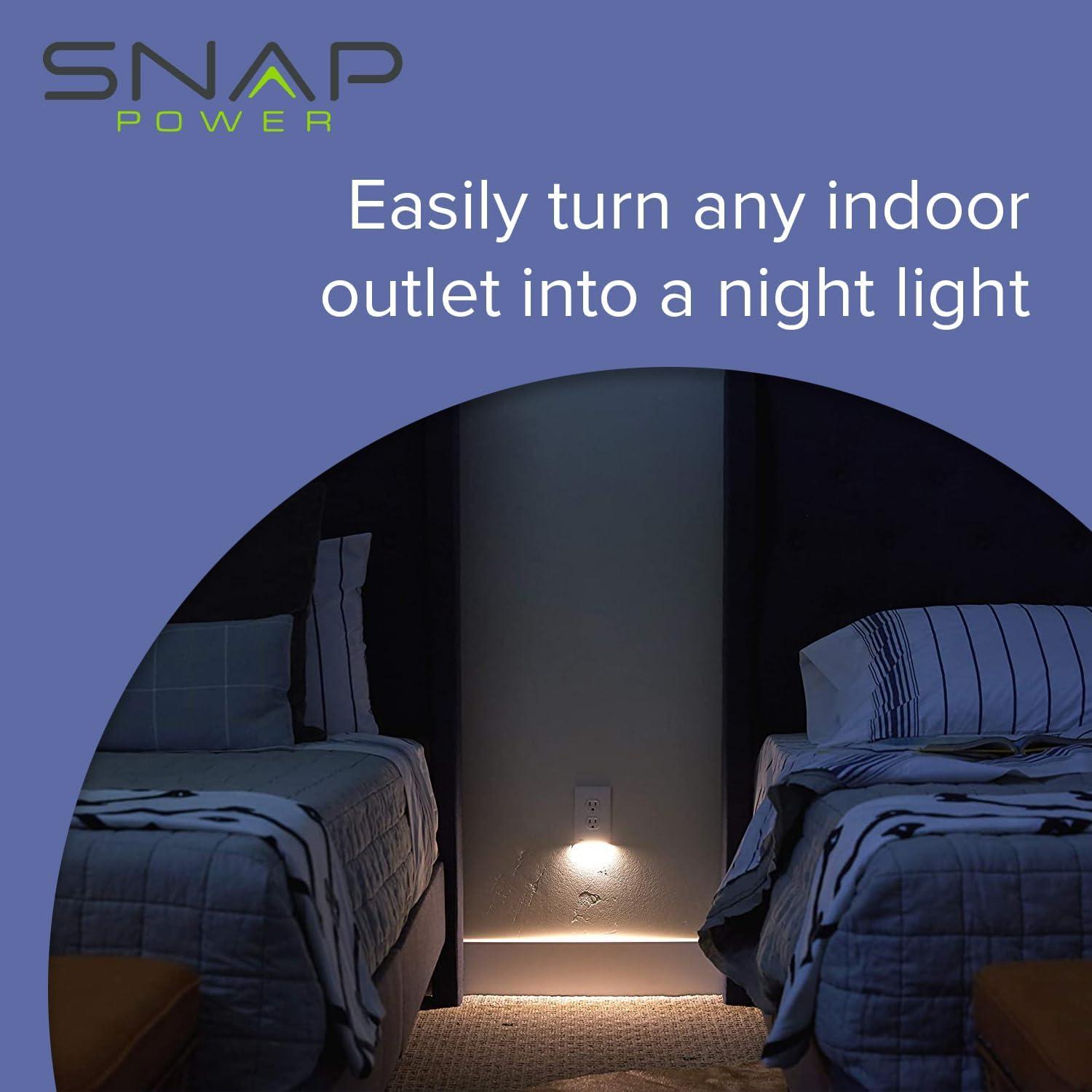 SnapPower GuideLight 2 Wall Plate Night Light - Auto On/Off Sensor - Decor, White (1 Pack)