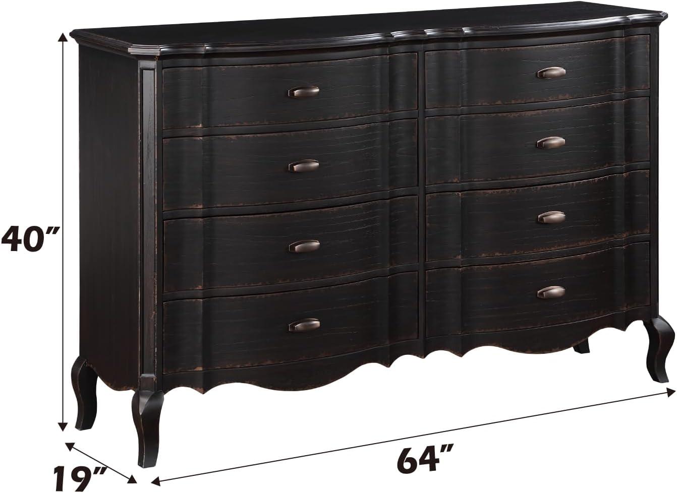 ACME Chelmsford 8-Drawer Contemporary Wood Dresser in Antique Black