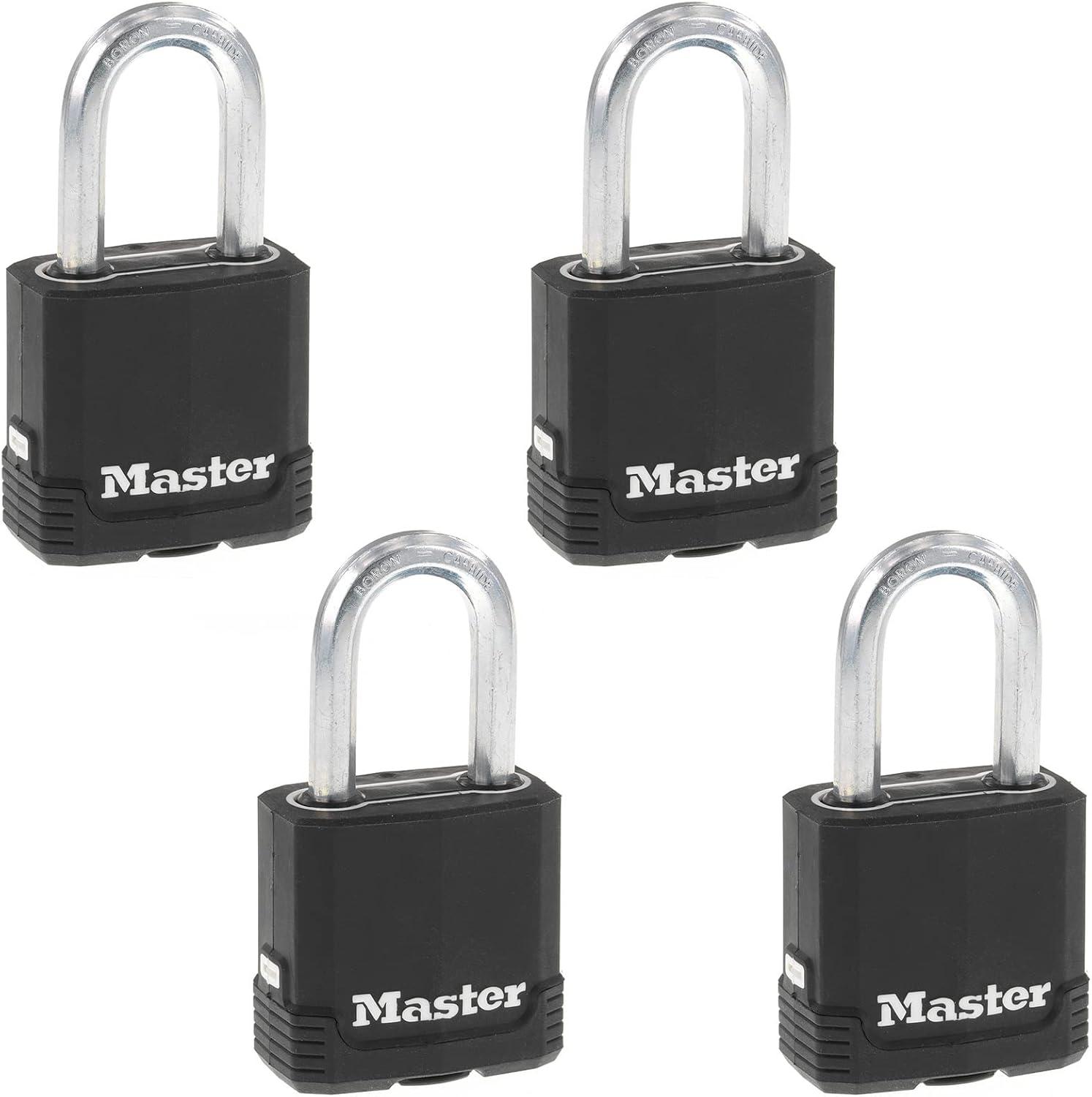 Master Lock Black Heavy Duty Weather Resistant Steel Padlock 4-Pack