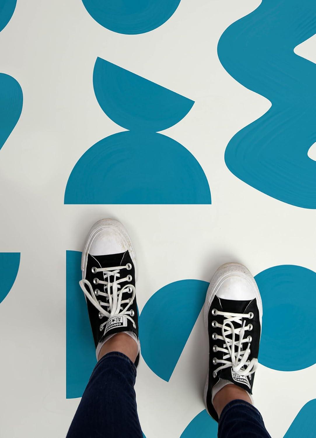 Beth Friend Sky Blue Peel and Stick Floor Tiles, FP6336