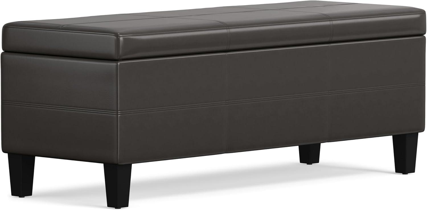 Simpli Home Afton 48"W Vegan Faux Leather Storage Ottoman Bench