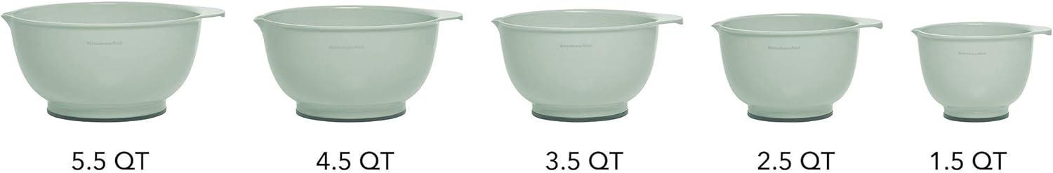 Pistachio Plastic Mixing Bowl Set with Rubber Bottom, 5-Piece