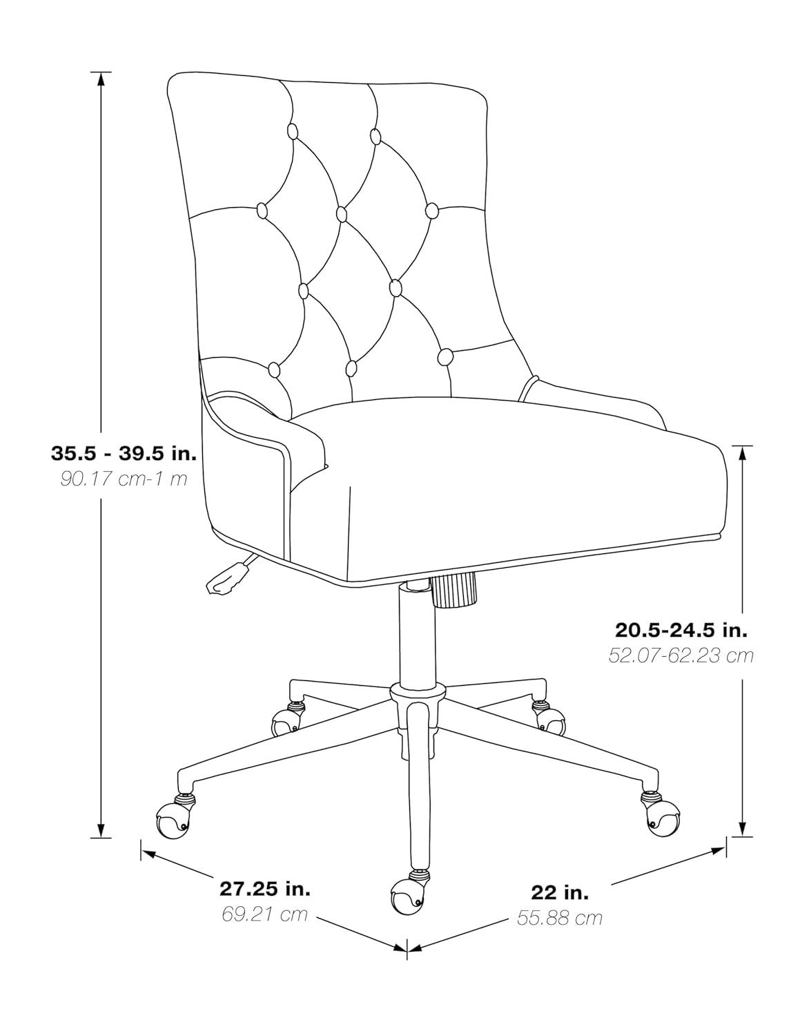 Amelia Office Chair Mint - OSP Home Furnishings: Ergonomic, Swivel, Chrome-Plated Frame, Adjustable Height