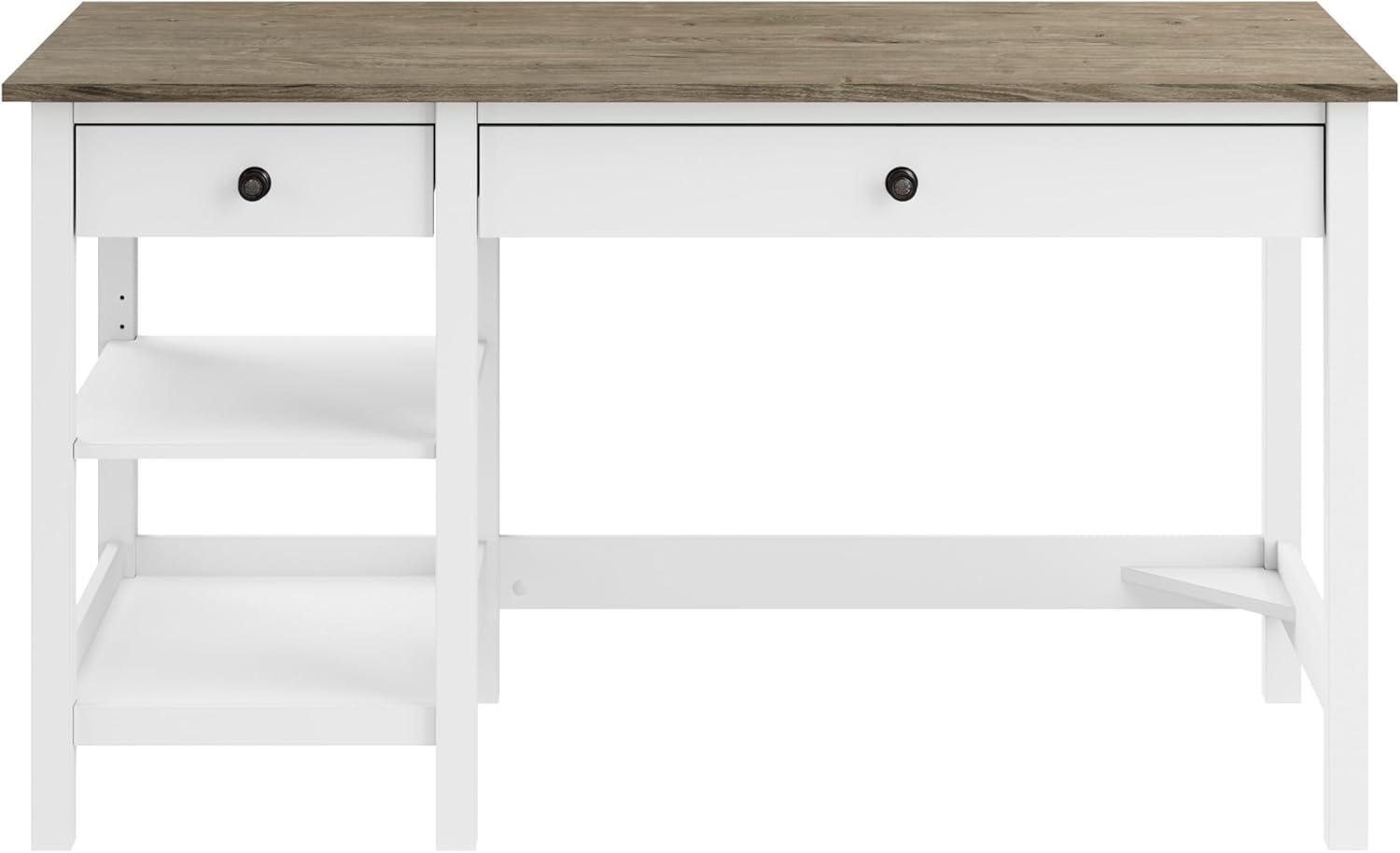 54W Mayfield Computer Desk with Shelves Shiplap Gray/Pure White - Bush Furniture