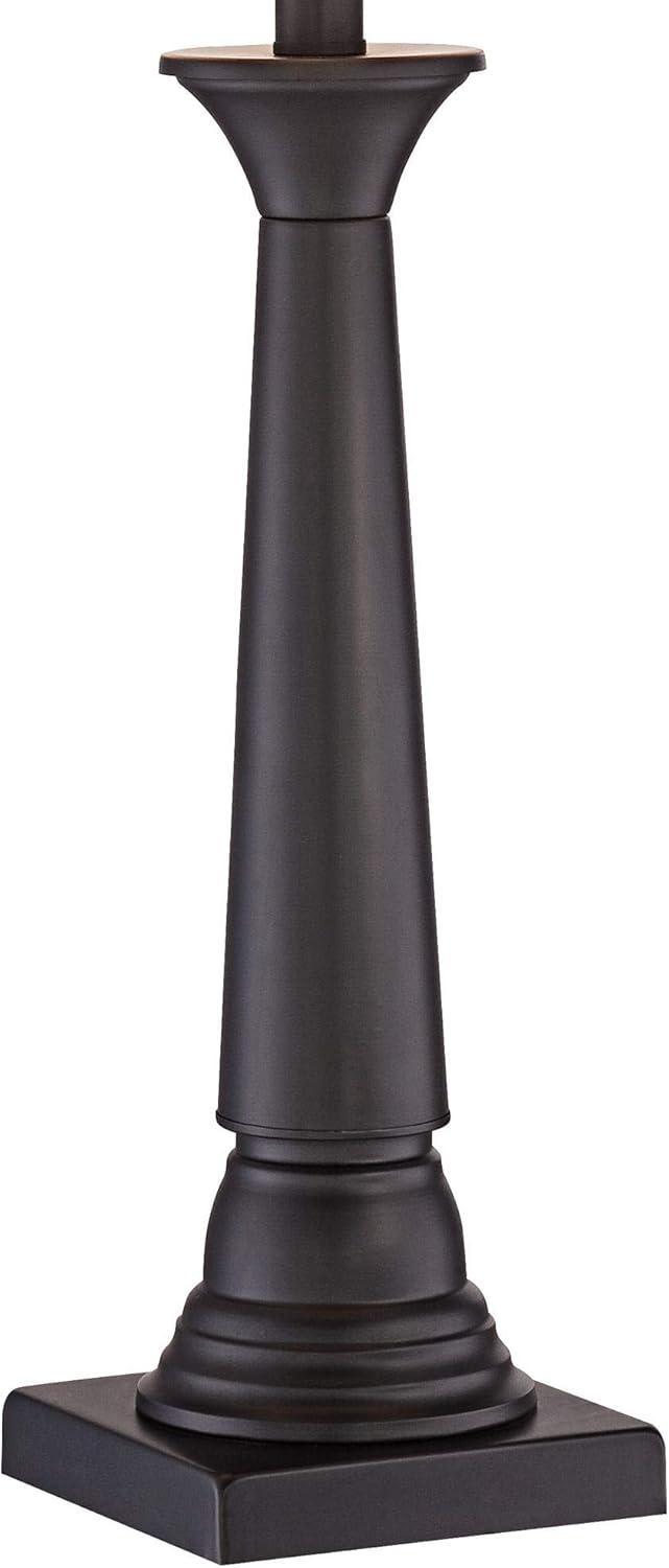 360 Lighting Dolbey Rustic Farmhouse Table Lamps 28" Tall Set of 2 Bronze Off White Drum Shade for Bedroom Living Room Bedside Nightstand Office House