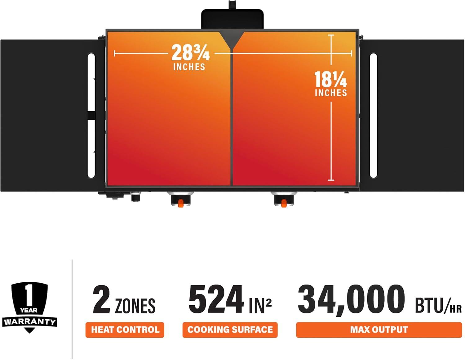 Black 28" Steel Propane Outdoor Griddle with Hood