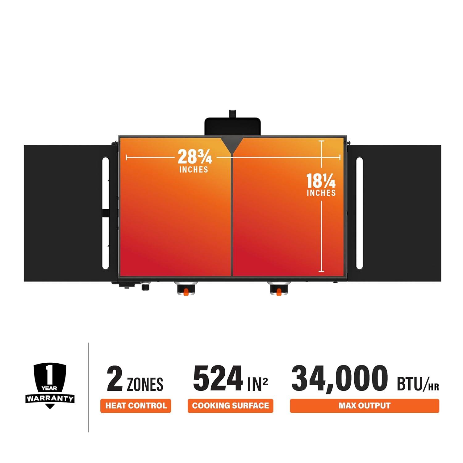 Black 28" Steel Propane Outdoor Griddle with Hood