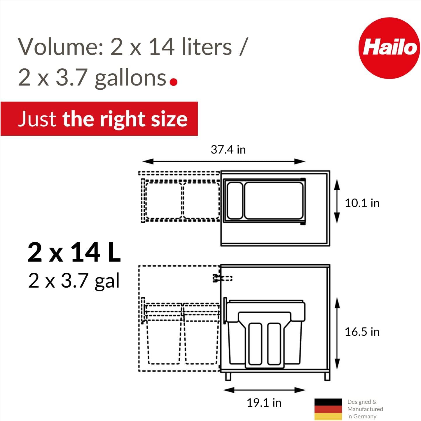 Hailo USA Inc. Plastic Manual Lift Multi-Compartments Trash & Recycling Bin