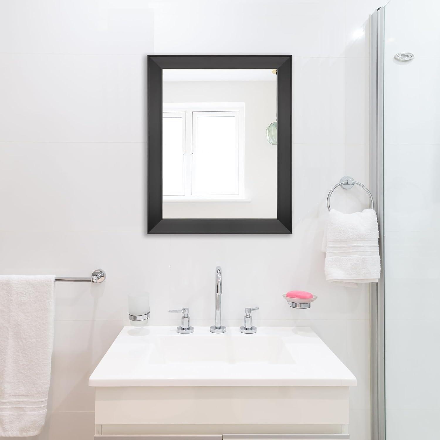 Amazon Basics Rectangular Wall Mount Mirror 16" x 20" - Standard Trim, Black
