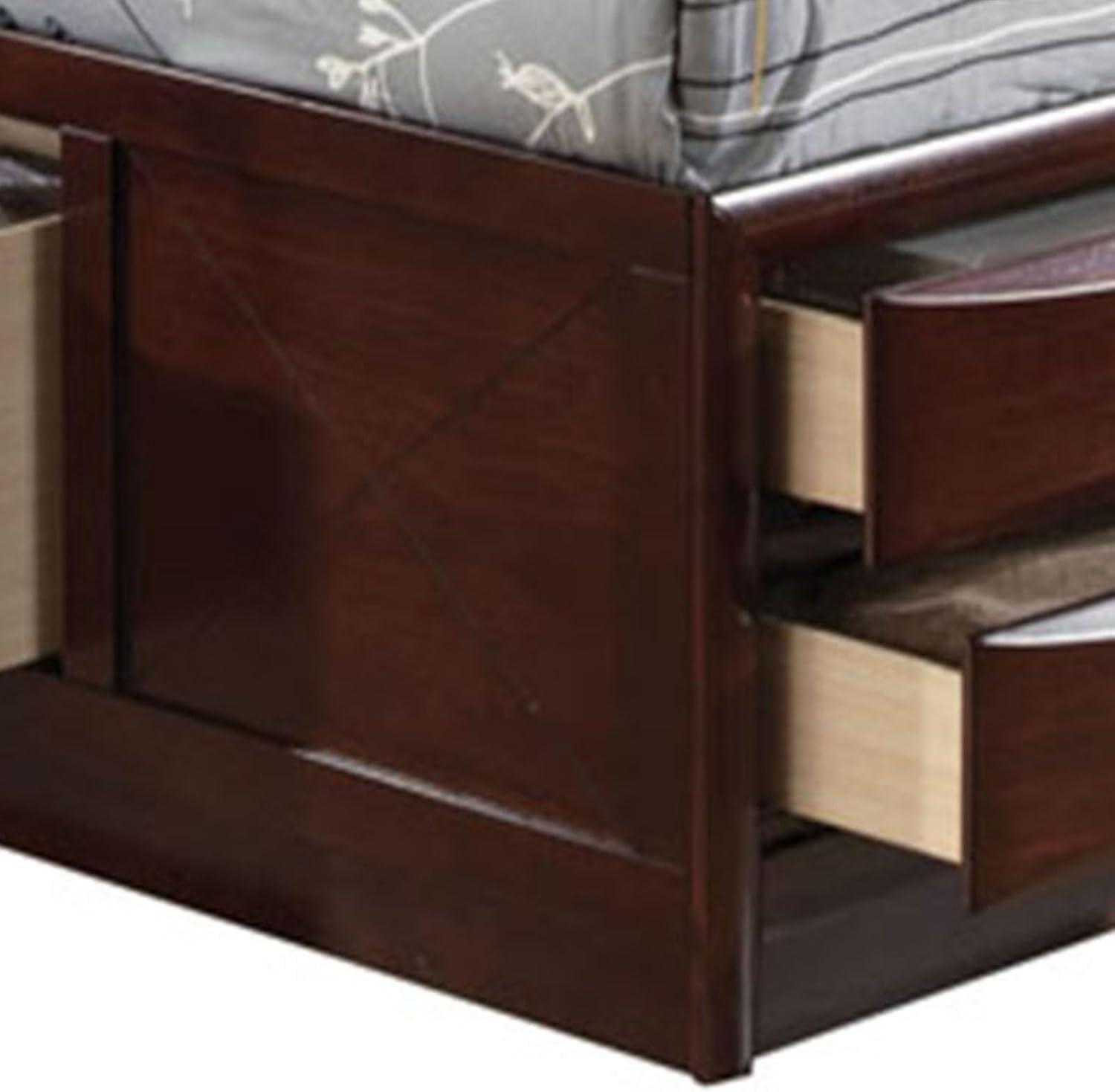 Ireland 91" Queen Bed Espresso - Acme Furniture: Brushed Nickel Hardware, Platform Storage, Microfiber Upholstery