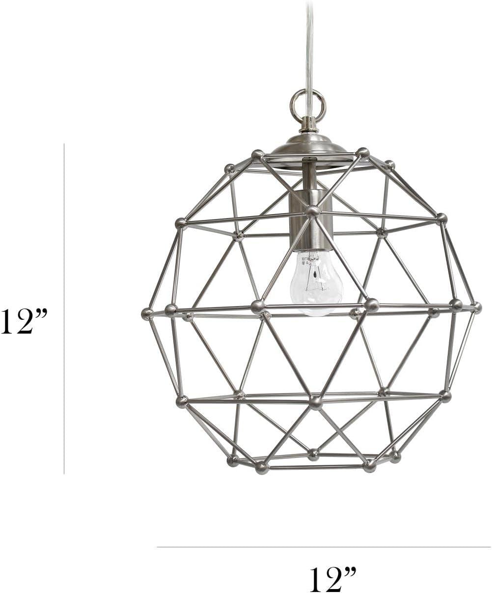 1 Light Hexagon Industrial Rustic Pendant Light, Brushed Nickel