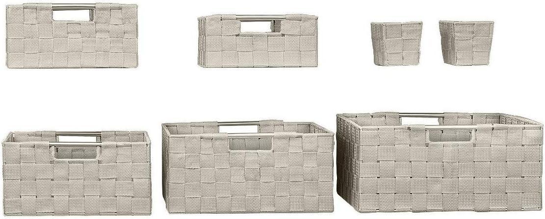 Beige Hand-Woven 7-Piece Basket Set for Versatile Organizing