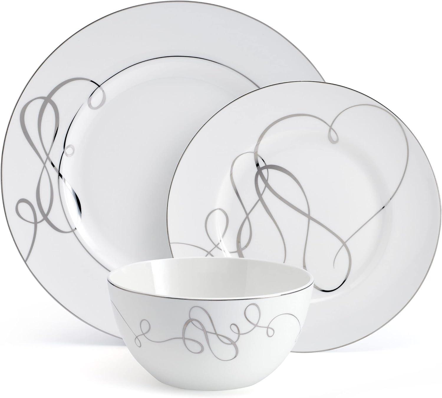 Love Story White Porcelain 24-Piece Dinnerware Set, Service for 8