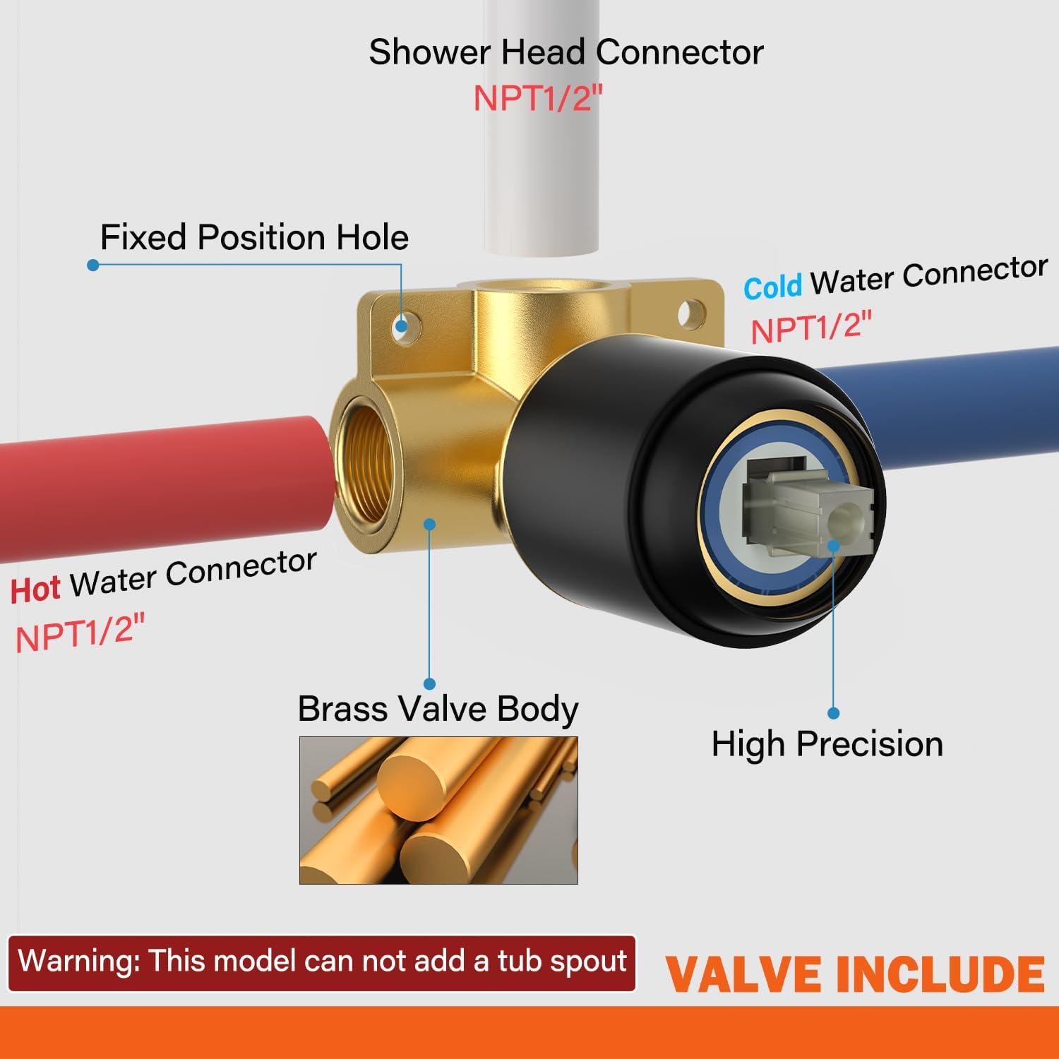 Matte Black Shower Faucet Set Bathroom Rain Shower System 8in Shower Head Combo