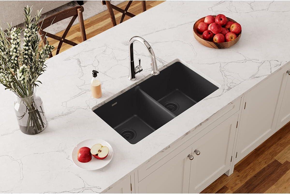 Quartz Classic 18.5" W x 33" L Double Basin Undermount Kitchen Sink