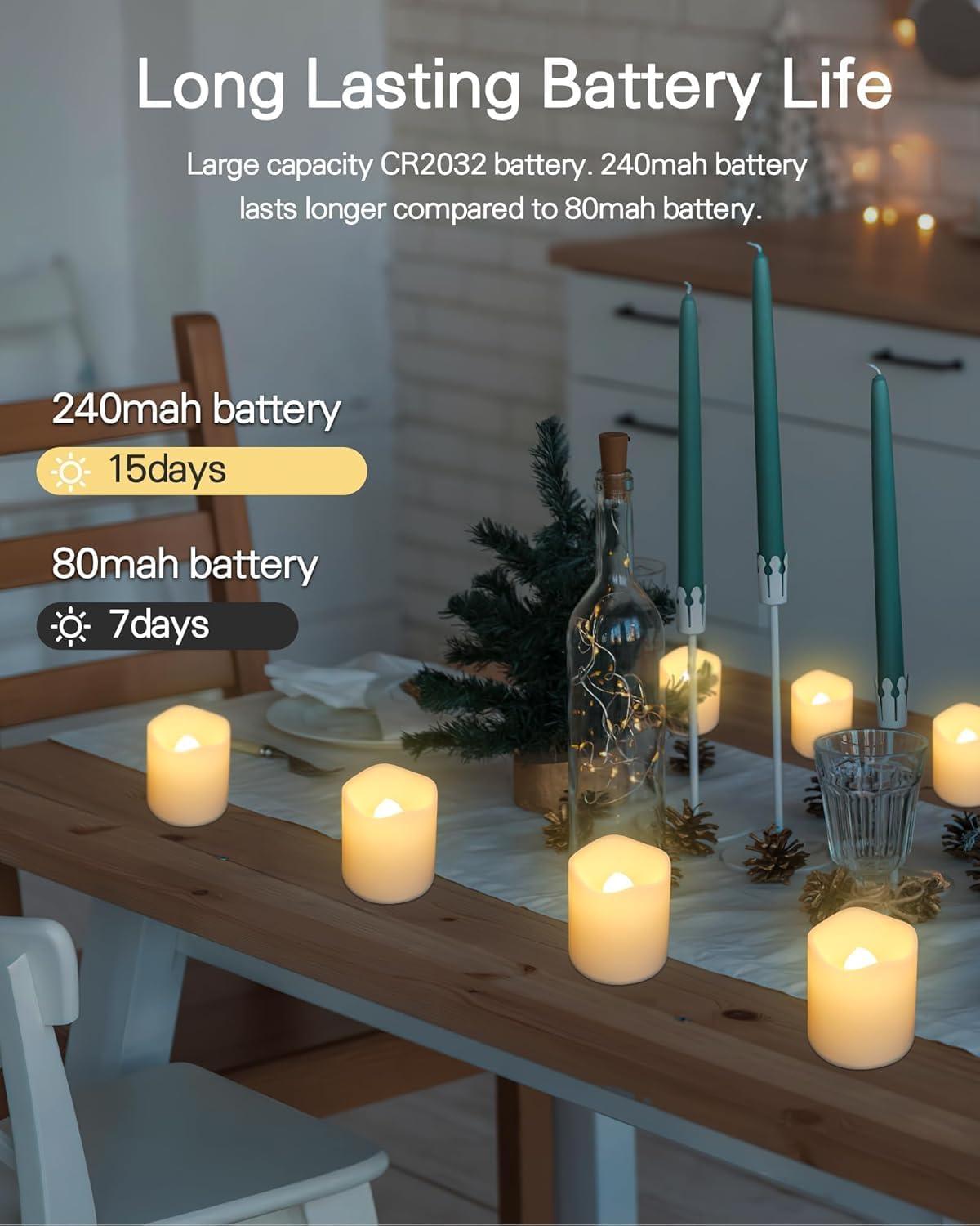 Warm White Flameless LED Tealight Candles, 24 Pack
