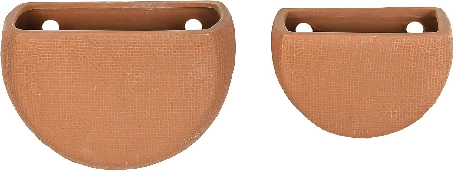 Main + Mesa Modern Boho Stoneware Wall Mount Planters, Terracotta, Set of 2 Sizes