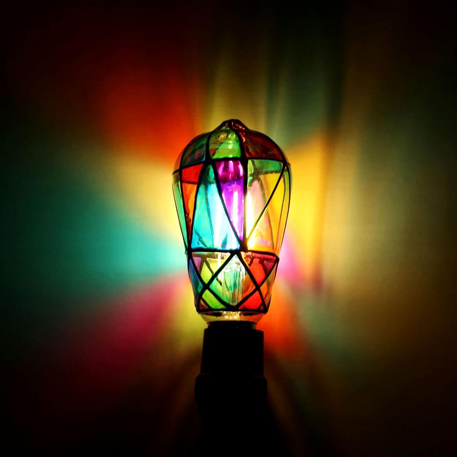 Rainbow Stained Glass LED Edison Bulbs, 4-Pack, E26 Base