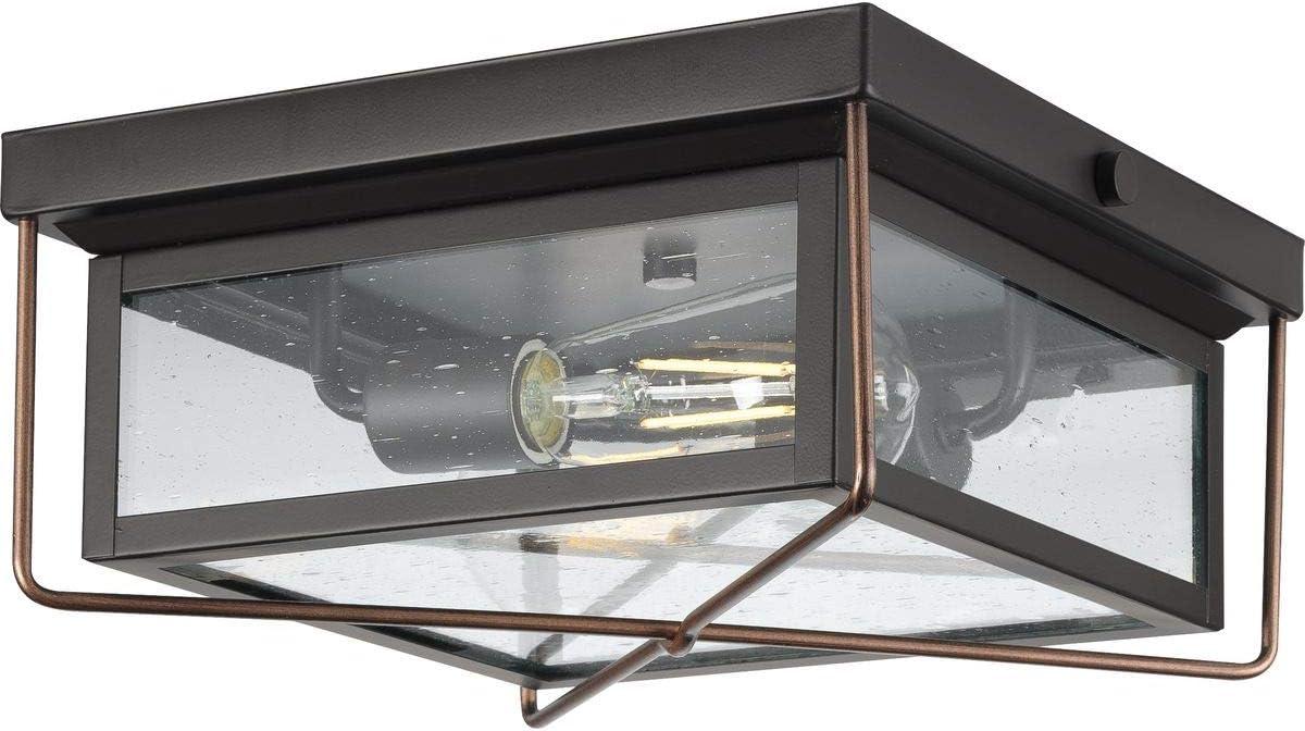 Barlowe Antique Bronze Farmhouse Outdoor Flush Mount Ceiling Light