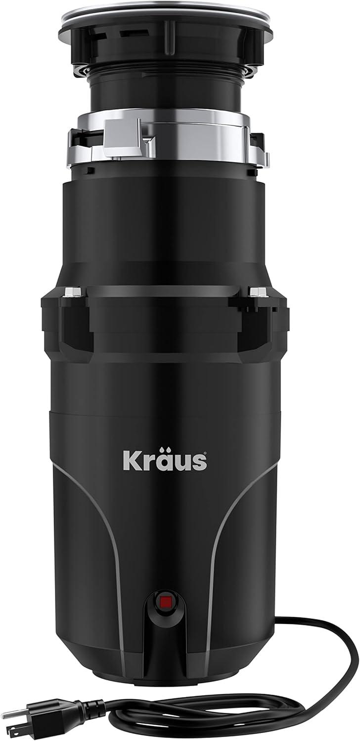 Kraus Matte Black 1/2 HP Continuous Feed Garbage Disposal