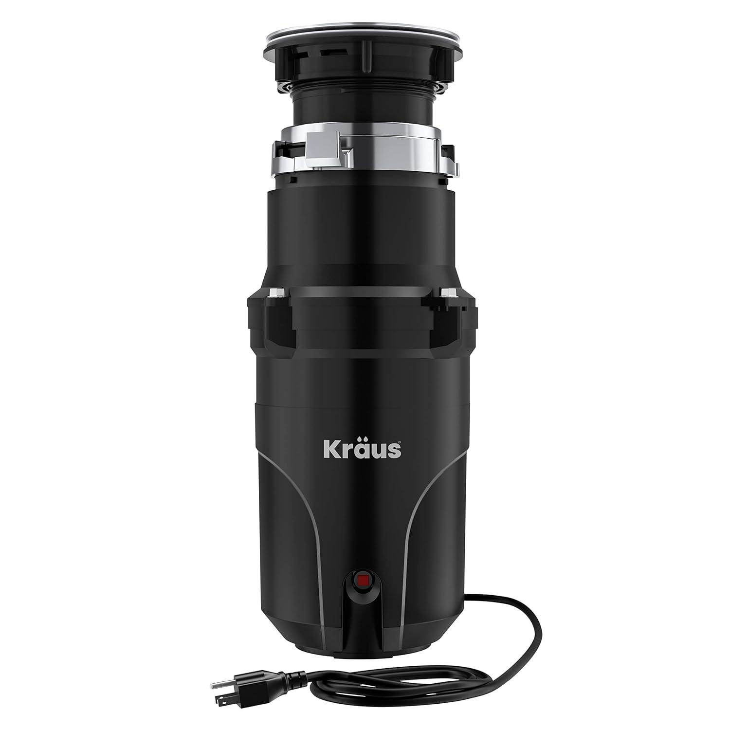 Kraus 1/3 HP WasteGuard High-Speed Ultra-Quiet Motor Garbage Disposal with Quick Connect Mount