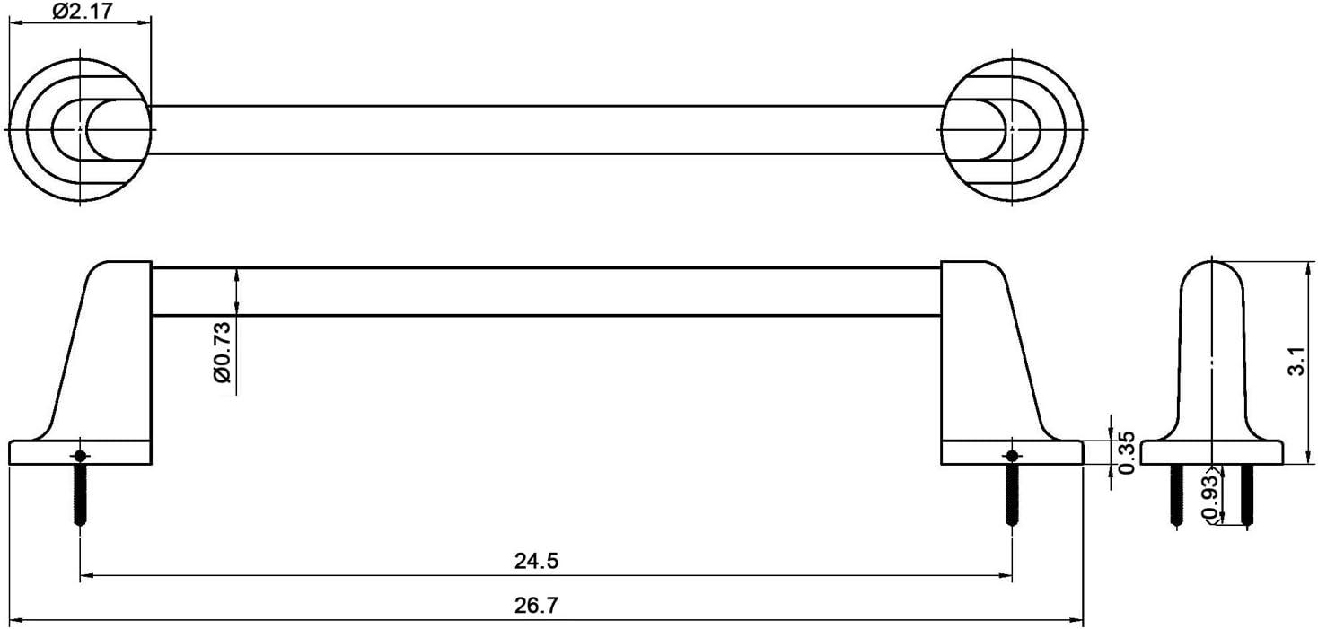 Chrome 24'' Wall Mounted Single Towel Bar