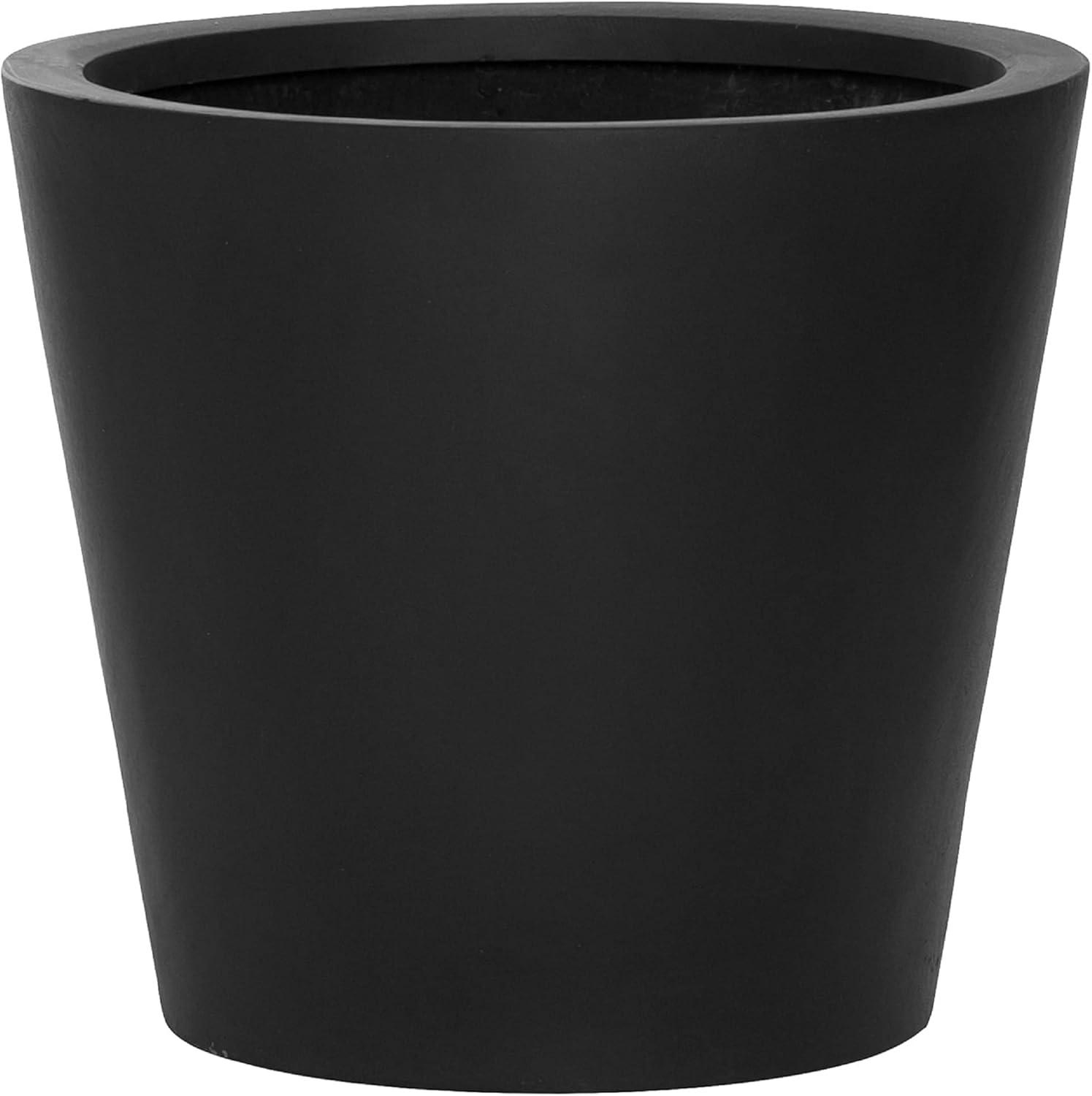 Large Black Fiberstone Tapered Cylinder Planter Pot