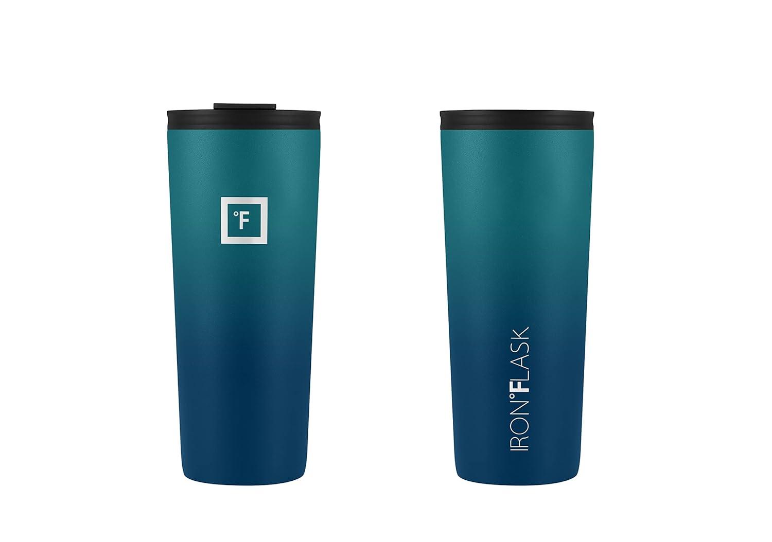 IRON °FLASK Classic Tumbler - Vacuum Insulated Stainless Steel Water Bottle, Double Walled, Drinking Cup, Insulated Travel Mug (Dark Night, 24 oz Solid Lid)