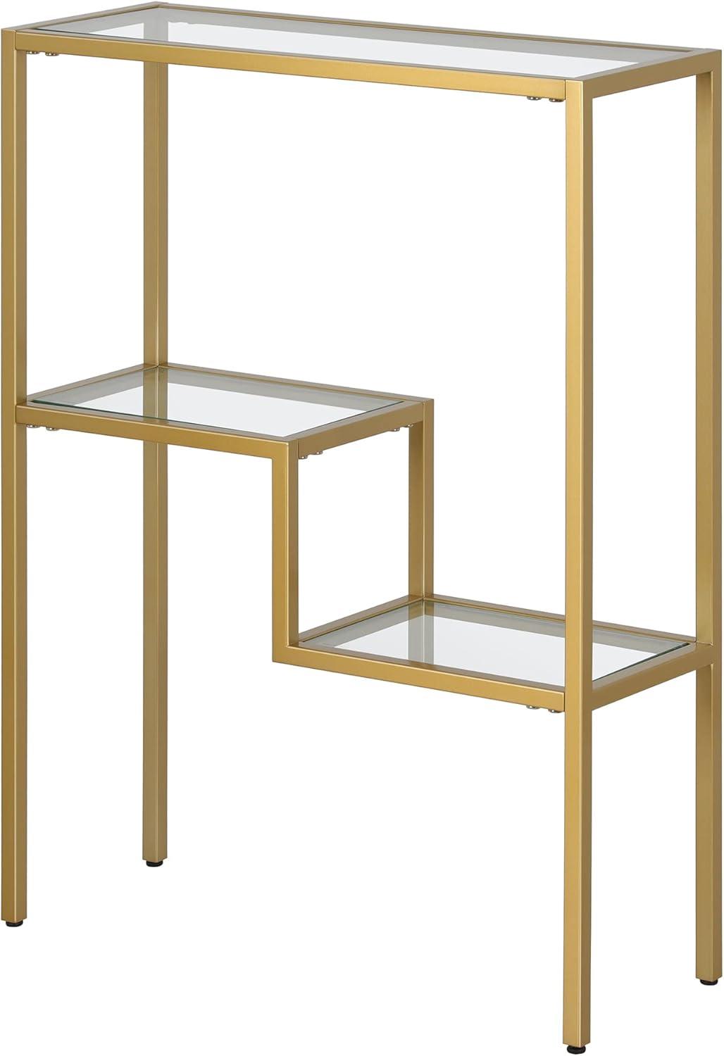 Evelyn&Zoe Lovett 22" Wide Rectangular Console Table, Brass