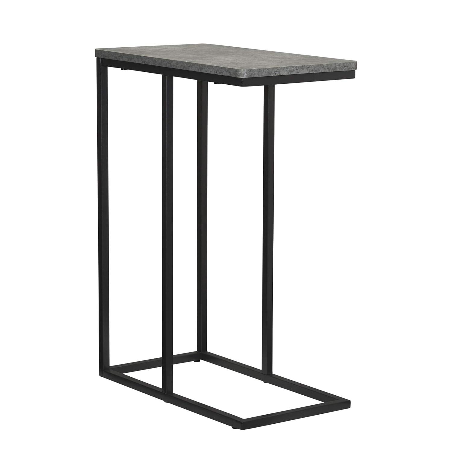 Household Essentials Jamestown C-Shaped End Table Slate Gray: Iron Frame, Particle Board Top, Assembly Required