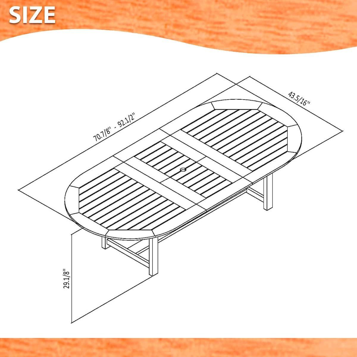 Amazonia Bahamas 7 Piece Rectangular Patio Dining Set | Eucalyptus Wood - Brown Chairs | Ideal for Outdoors and Indoors