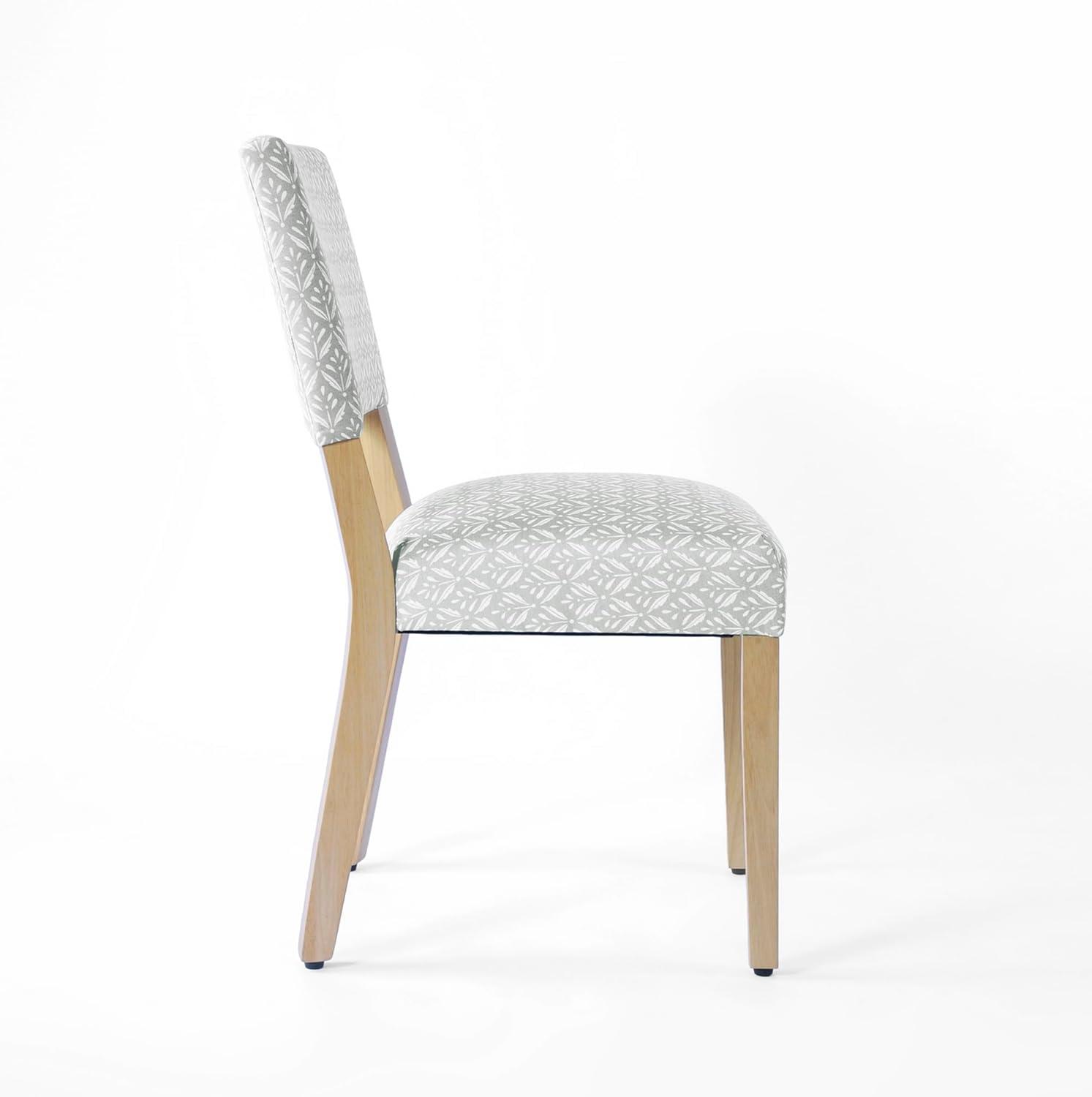 Light Gray Upholstered Parsons Side Chair with High Wood Legs