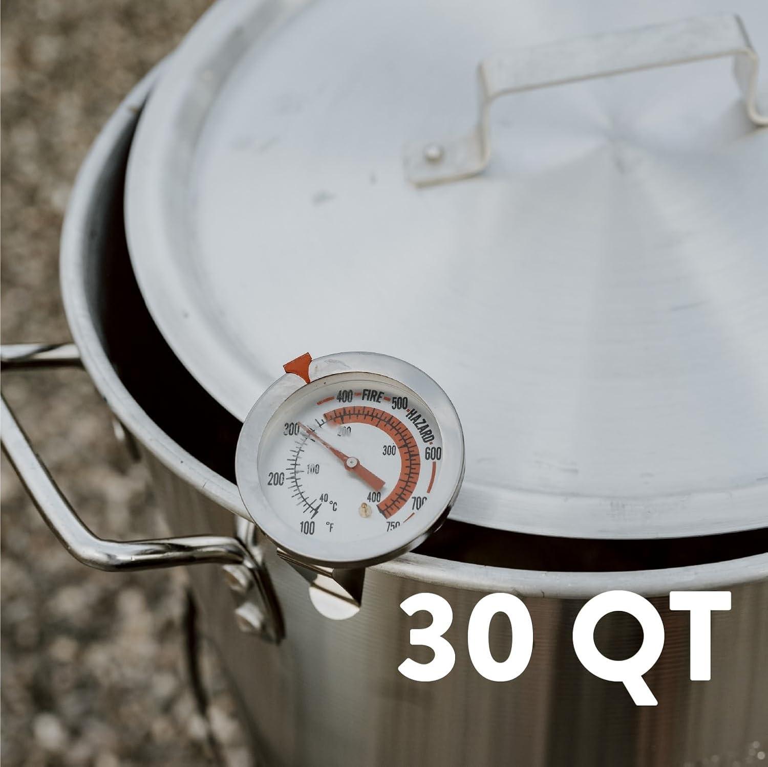 30 Qt Stainless Steel Outdoor Turkey Fryer with Propane Burner