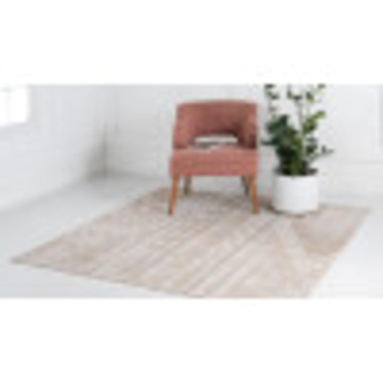 Unique Loom Portland Collection Southwestern Inspired Striped Tone-on-Tone Area Rug (8' 0 x 8' 0 Square, Tan/ Ivory)