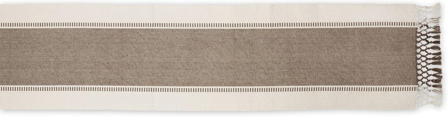 Brown Dobby Stripe Ribbed Table Runner 13x72