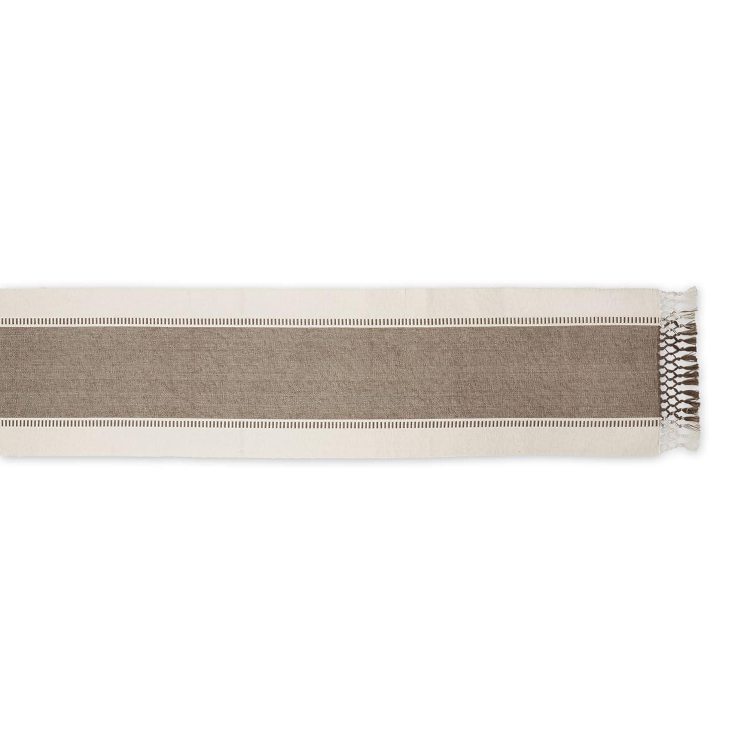 Brown Dobby Stripe Ribbed Table Runner 13x72