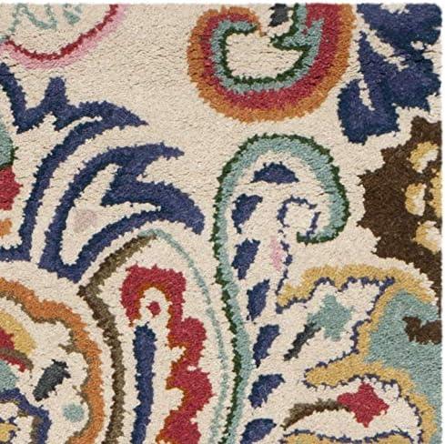 SAFAVIEH Bella Meriel Floral Paisley Wool Runner Rug, Ivory/Blue, 2'3" x 11'