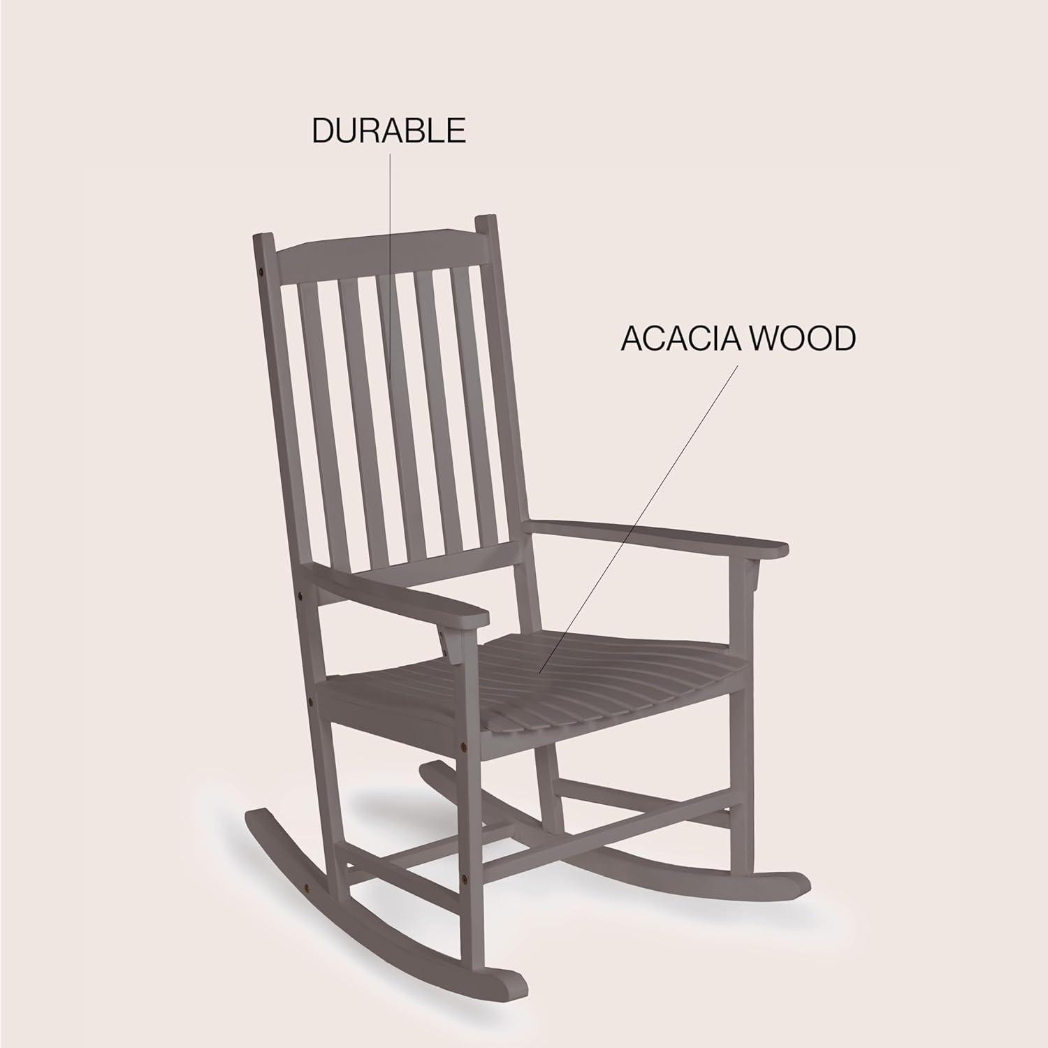 Seagrove Farmhouse Classic Slat-Back 350-LBS Support Acacia Wood Outdoor Rocking Chair- JONATHAN Y