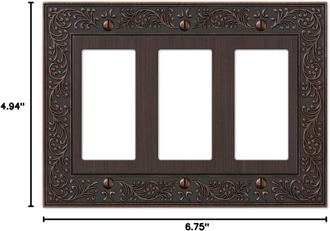 Aged Bronze Triple Rocker Cast Metal Wallplate