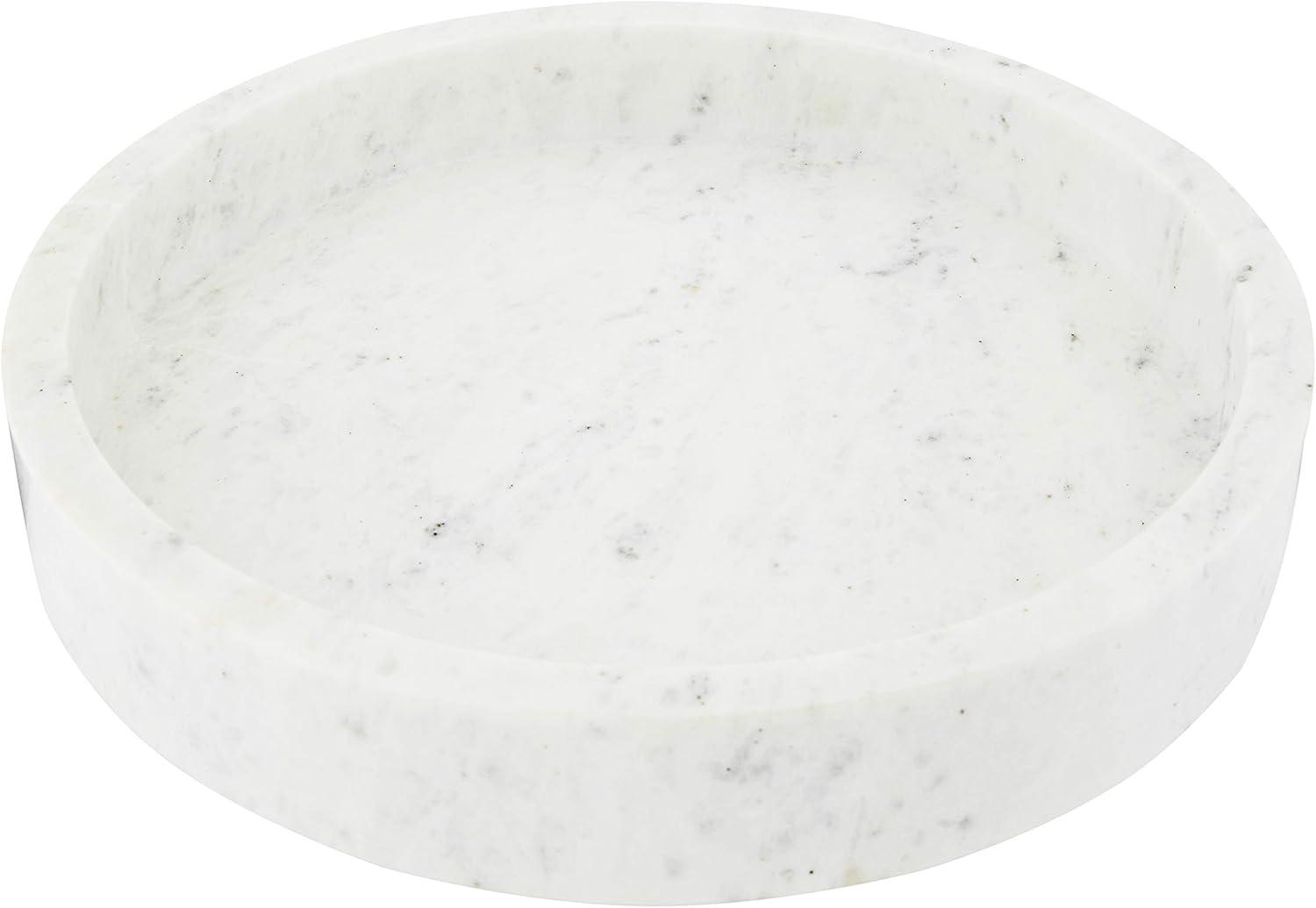 Creative Co-Op Minimalist Round Carved Marble Tray or Charcuterie Board, White