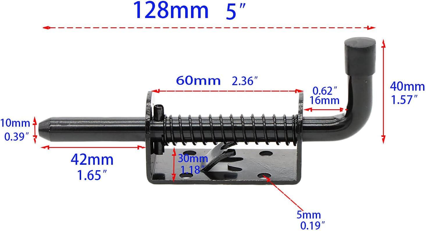 Black Heavy Duty 5-Inch Spring Loaded Latch Bolt