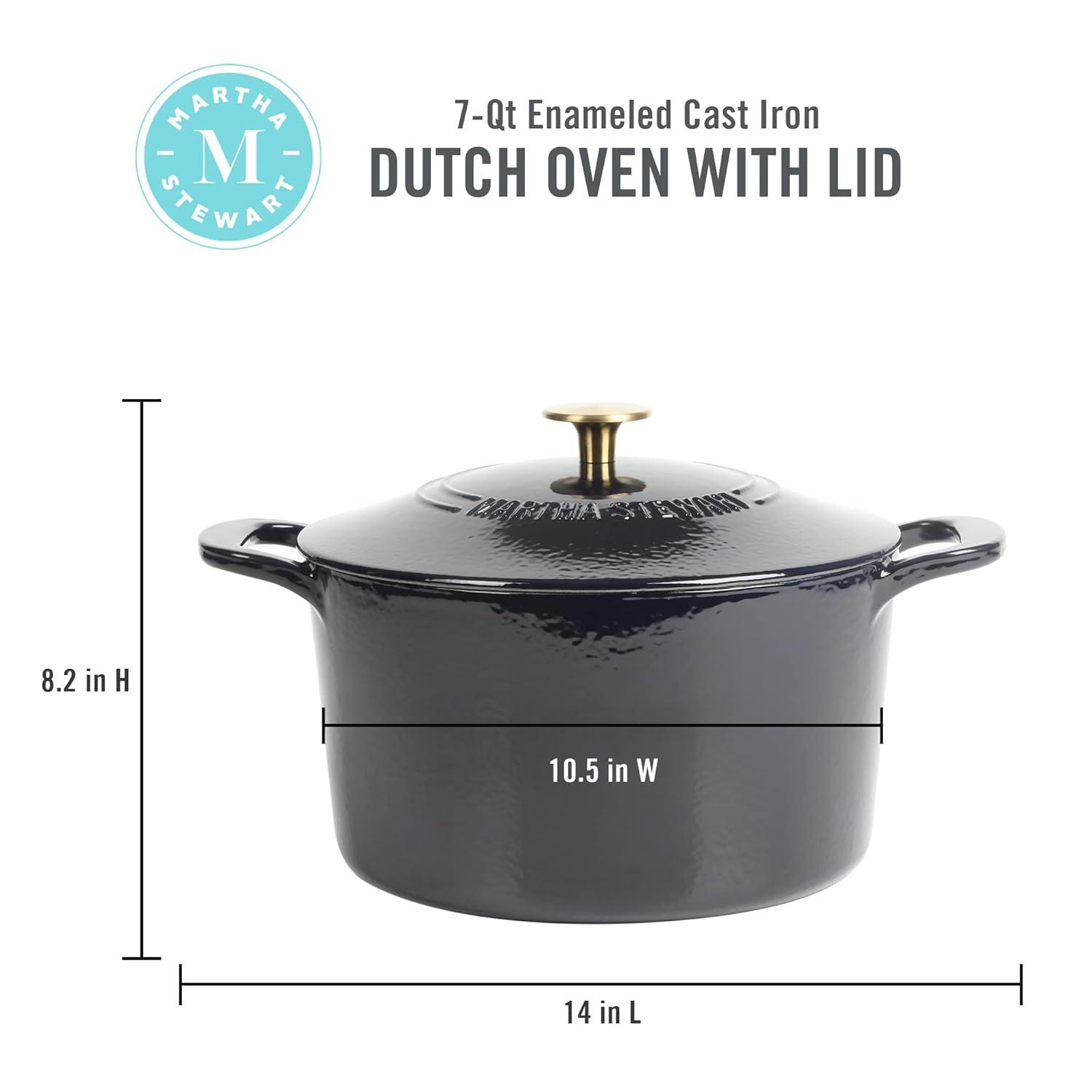 Martha Stewart Gatwick 7 qt. Cast Iron Round Dutch Oven with Lid