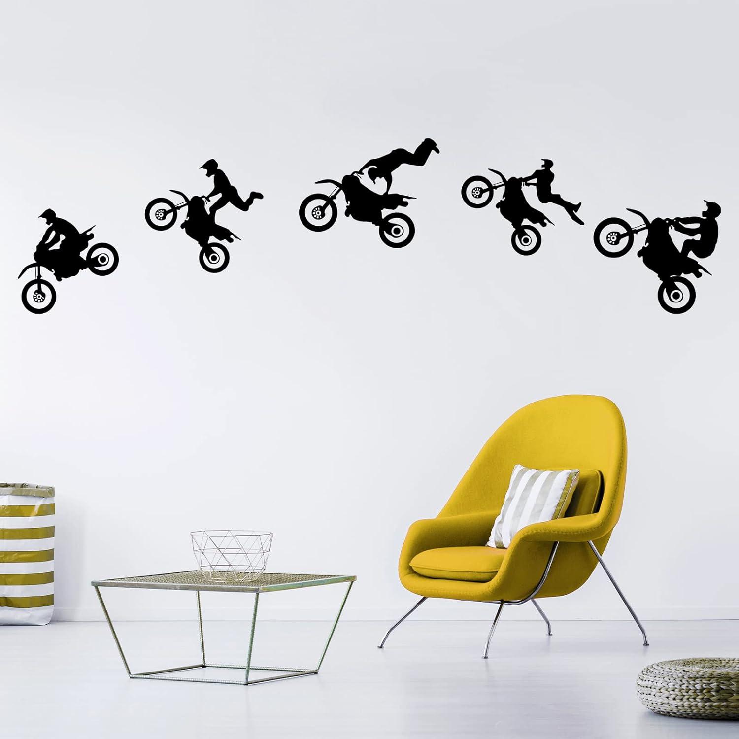 Lnrkai Dirt Bike Stickers Motorcycle Wall Decal Peel Sports Wall Sticker for Boys Bedroom Home Decor