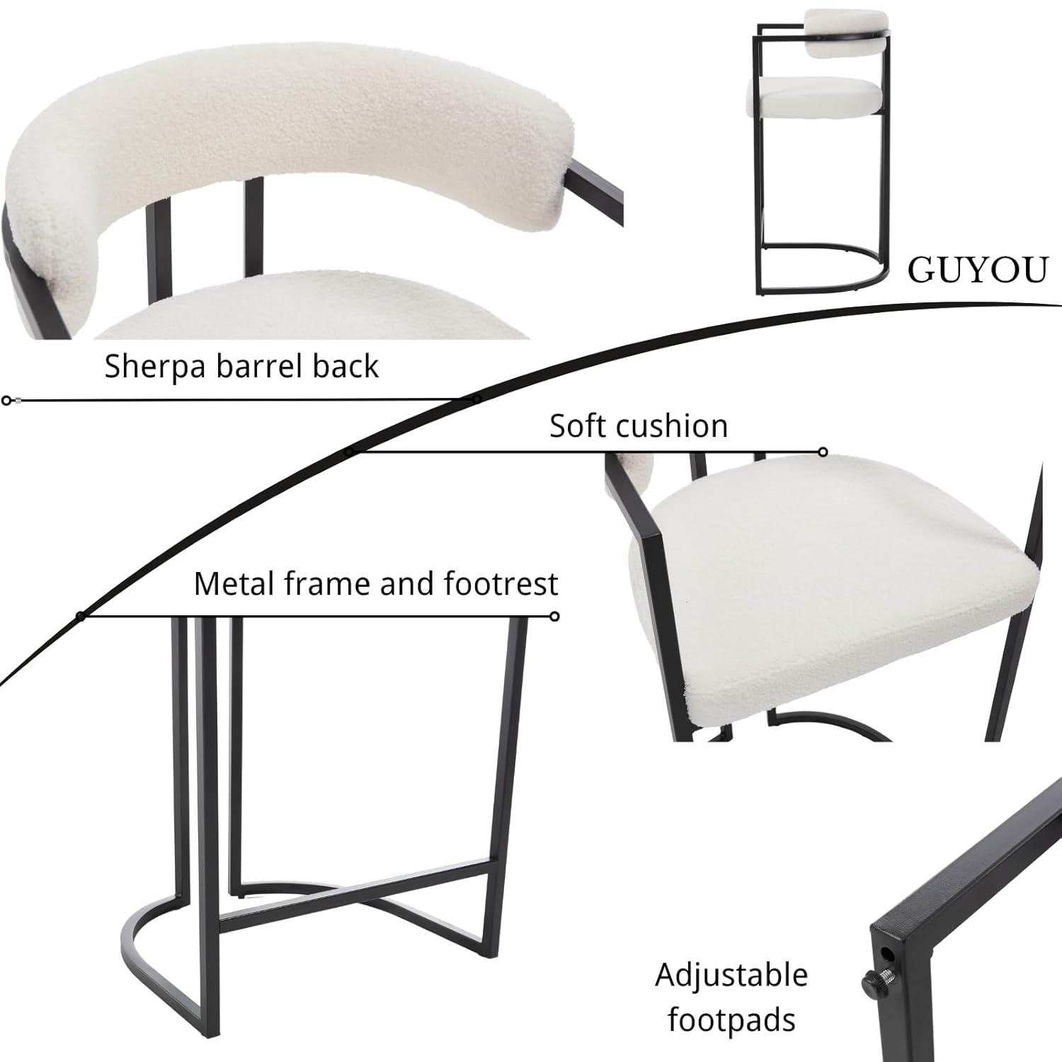 Ivy Bronx Modern Upholstered Hollow Bar Stool With Armrests And Footrests, Barrel High Stools (Set of 2)