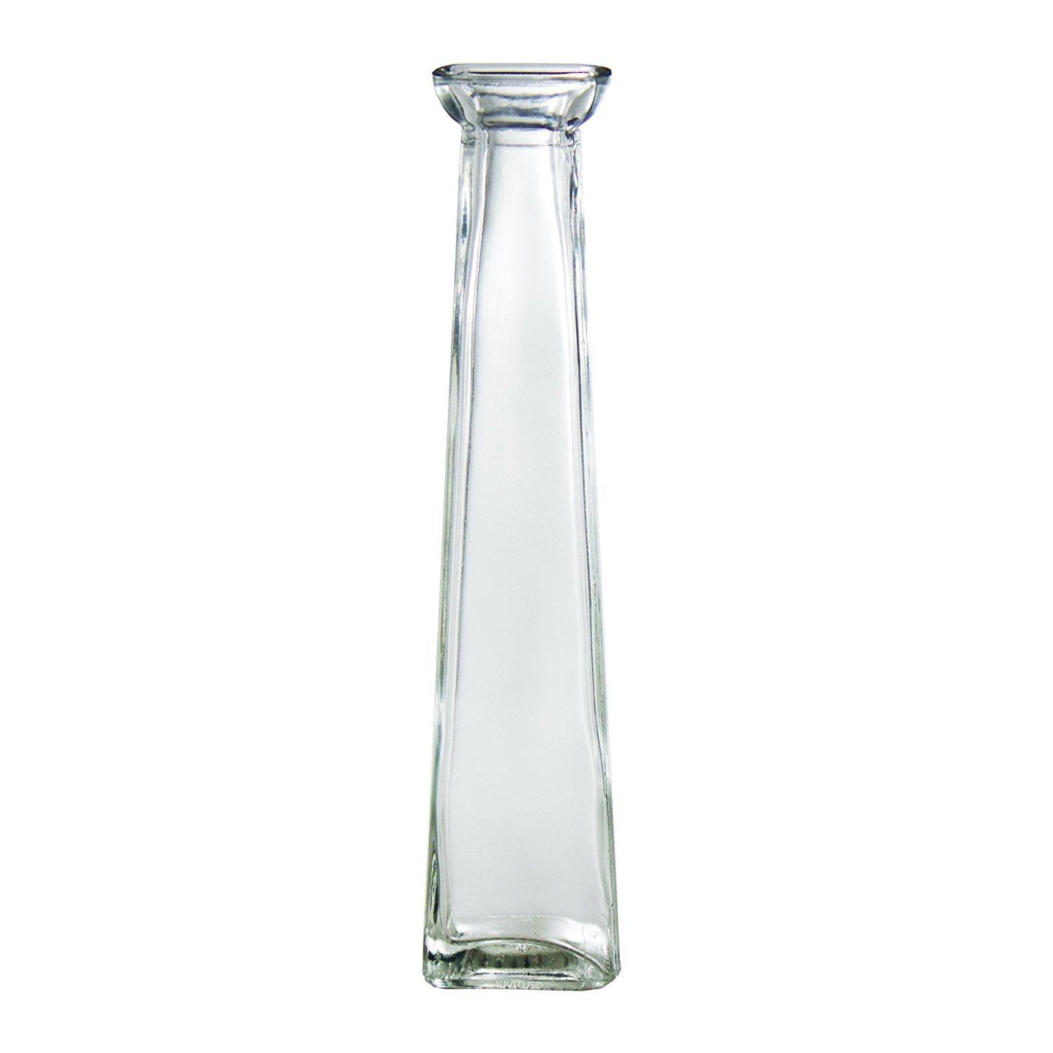Elegant Clear Glass Slim-Waisted Bud Vase, 11" Tall