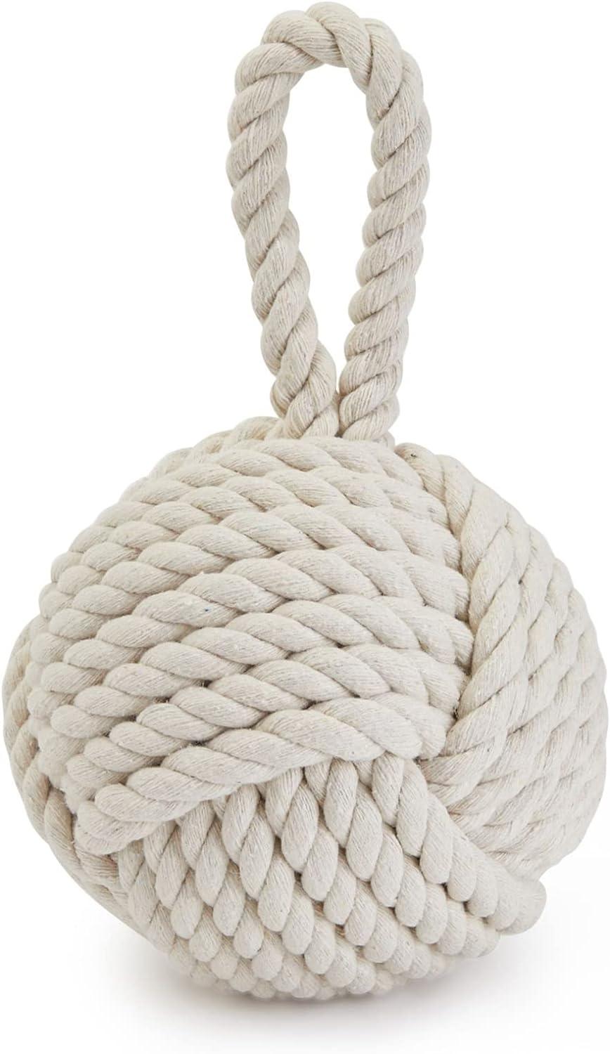 Okuna Outpost Decorative Weighted Door Stop with Handle, Nautical Knot Rope for Floor, 3.5 lbs, 6 x 12.5 In