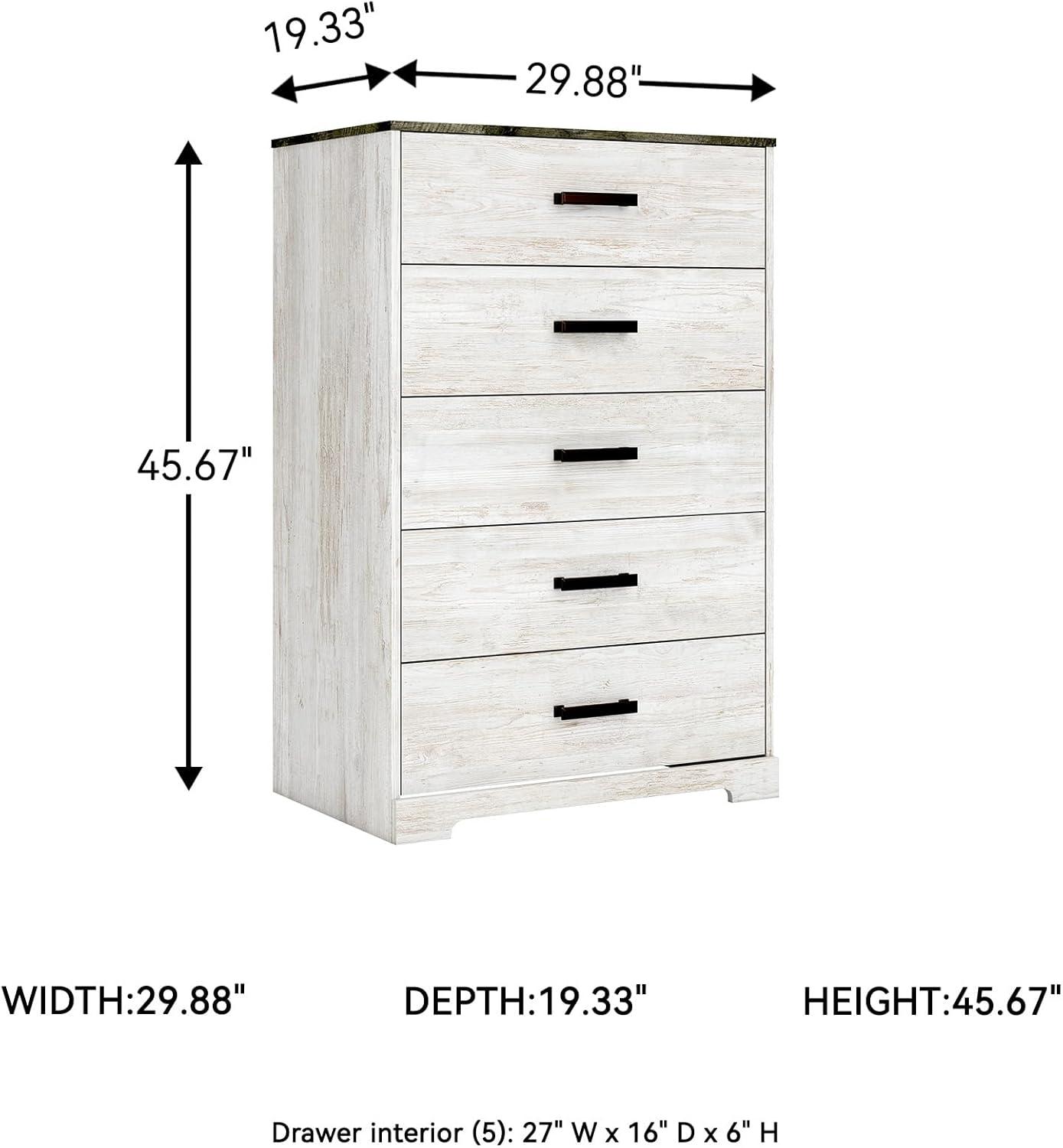 Signature Design by Ashley Casual Shawburn Chest of Drawers, Whitewash/Charcoal Gray