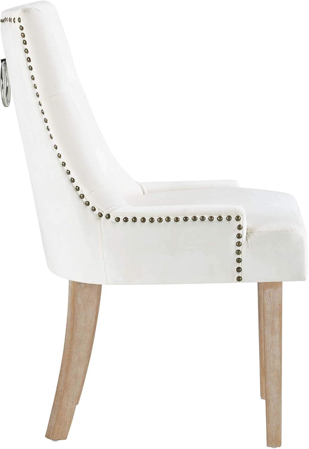 Modway Pose 19" Modern Performance Velvet Dining Chair in Ivory (Set of 2)