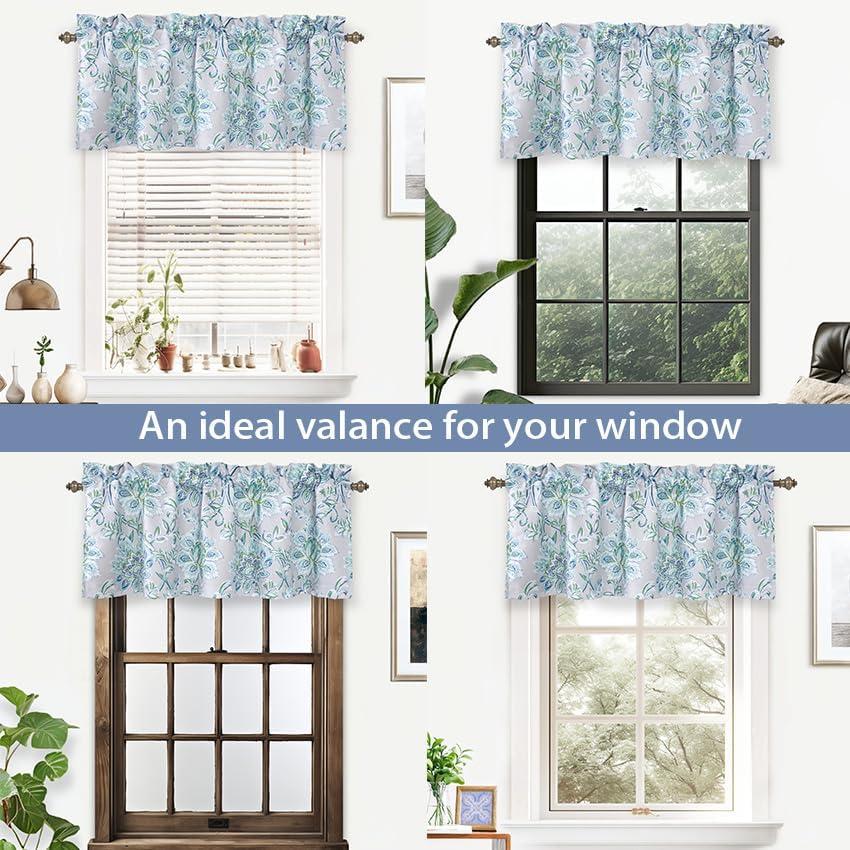 Alyssa Gray Floral Thermal Insulated Rod Pocket Valance Set